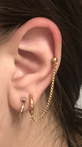 Customer photo review of Hoop Earring with Chain Linked Barbell
