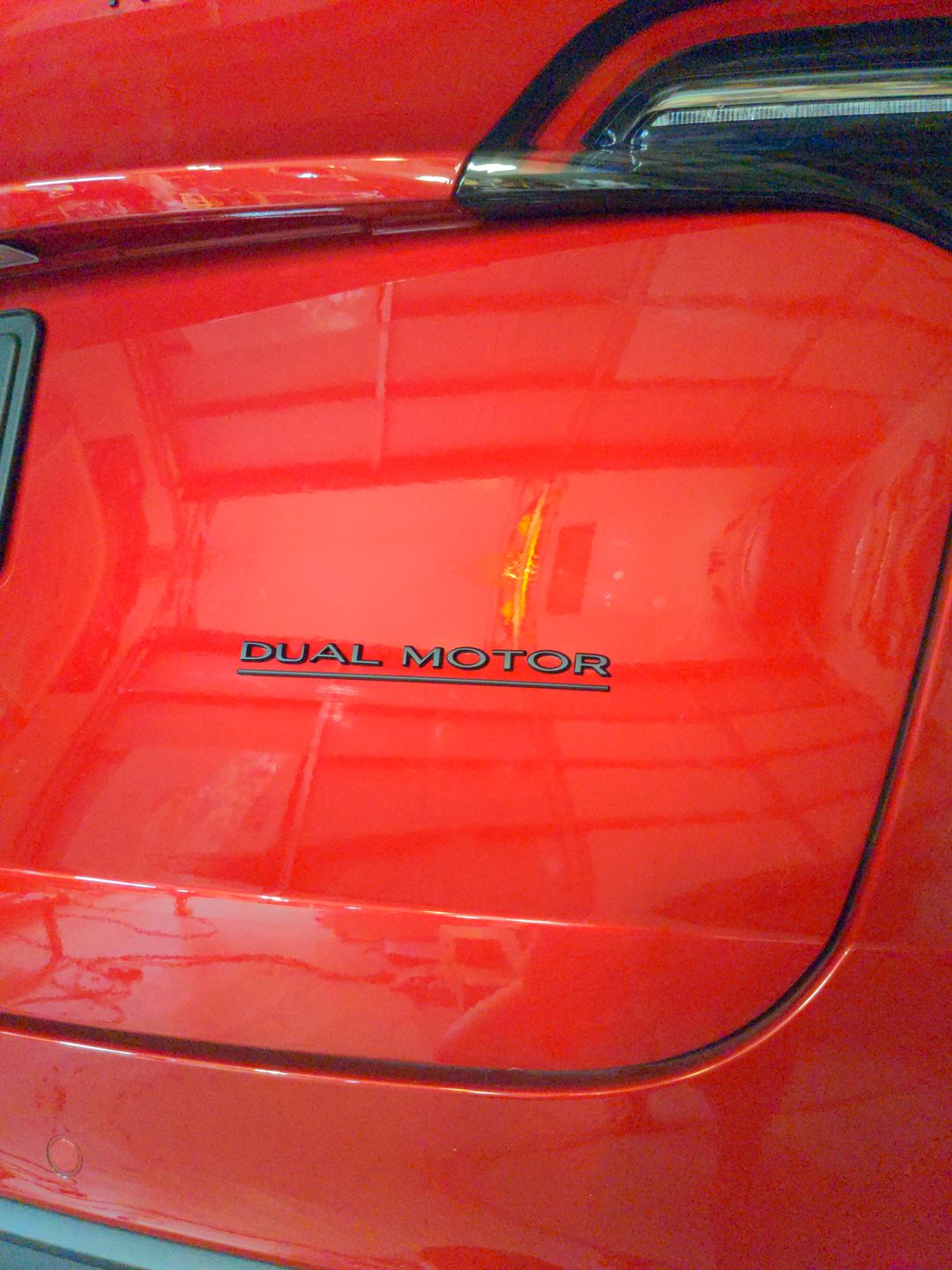 Customer photo review of DUAL MOTOR Trunk Badge Emblems for All Teslas (5 color options)