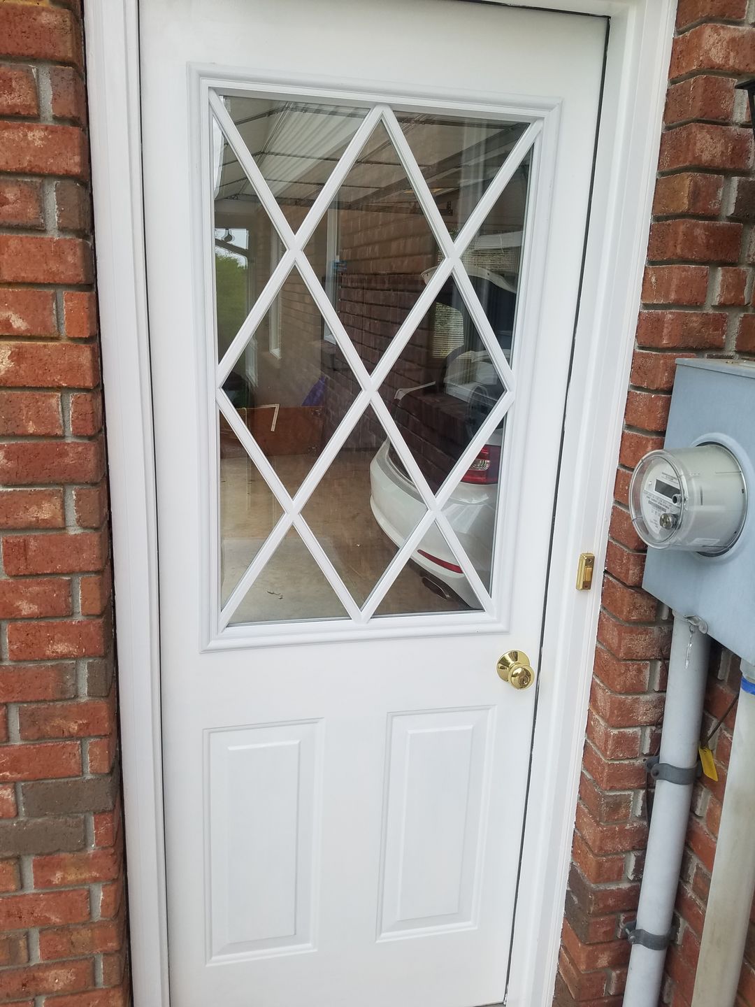 Customer photo review of Clear Diamond Grid Glass and Frame Kit (Half Lite 22" x 36" Glass Size)