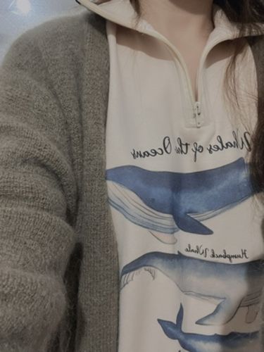 Customer photo review of Whale Zip Up Sweatshirt