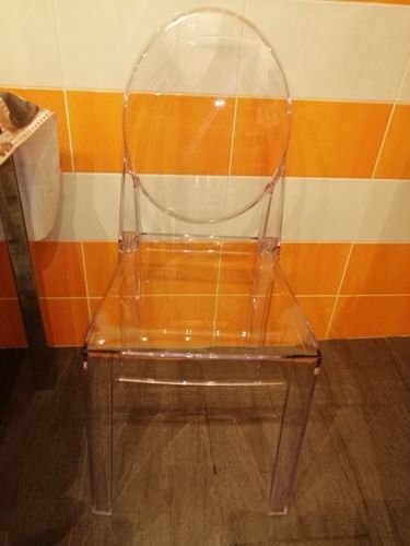 Customer photo review of Modern Clear Acrylic Folding Dining Vanity Desk Chair