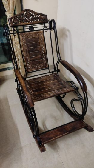 Customer photo review of Wooden & Iron Rocking Chair Wooden Chair Swing Chair