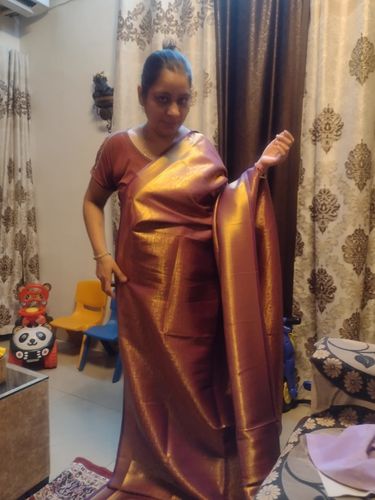 Customer photo review of Wine Purple Woven Kanjivaram Saree - Special Wedding Edition
