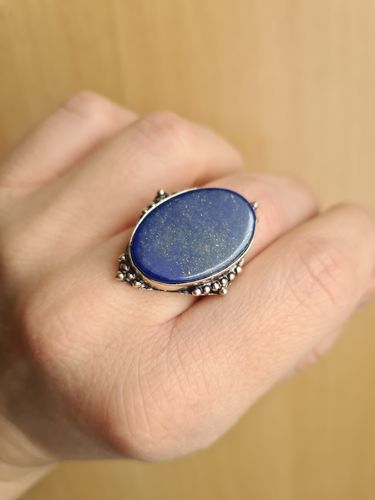 Customer photo review of BAGUE REGLABLE LAPIS LAZULI Plaqué Argent 925