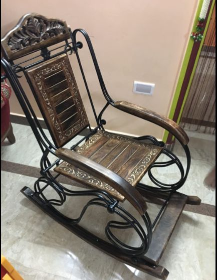 Customer photo review of Wooden & Iron Rocking Chair Wooden Chair Swing Chair
