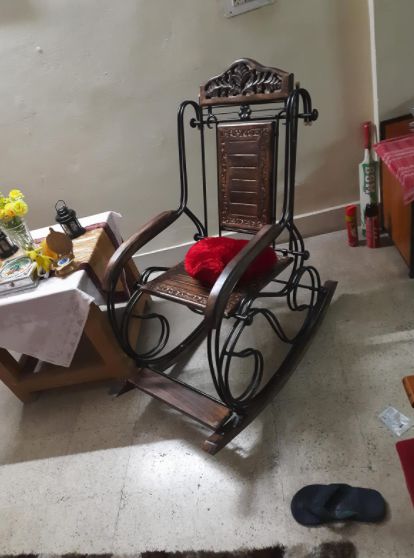 Customer photo review of Wooden & Iron Rocking Chair Wooden Chair Swing Chair