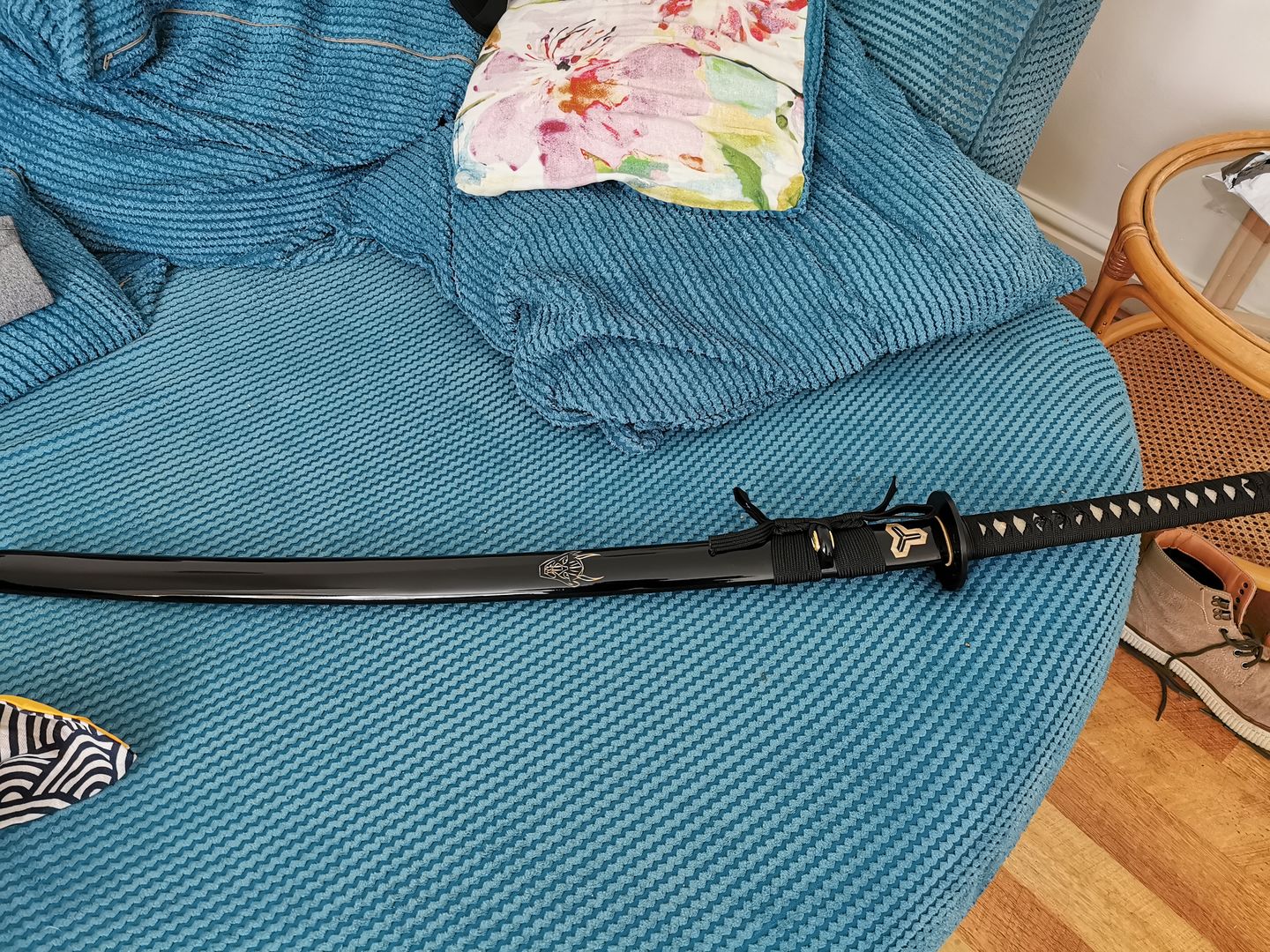 Customer photo review of Battle Ready Kill Bill Sword Clay Tempered Full Tang Blade Japanese KATANA