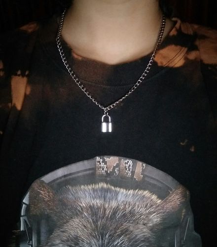 Customer photo review of Mini Padlock Necklace