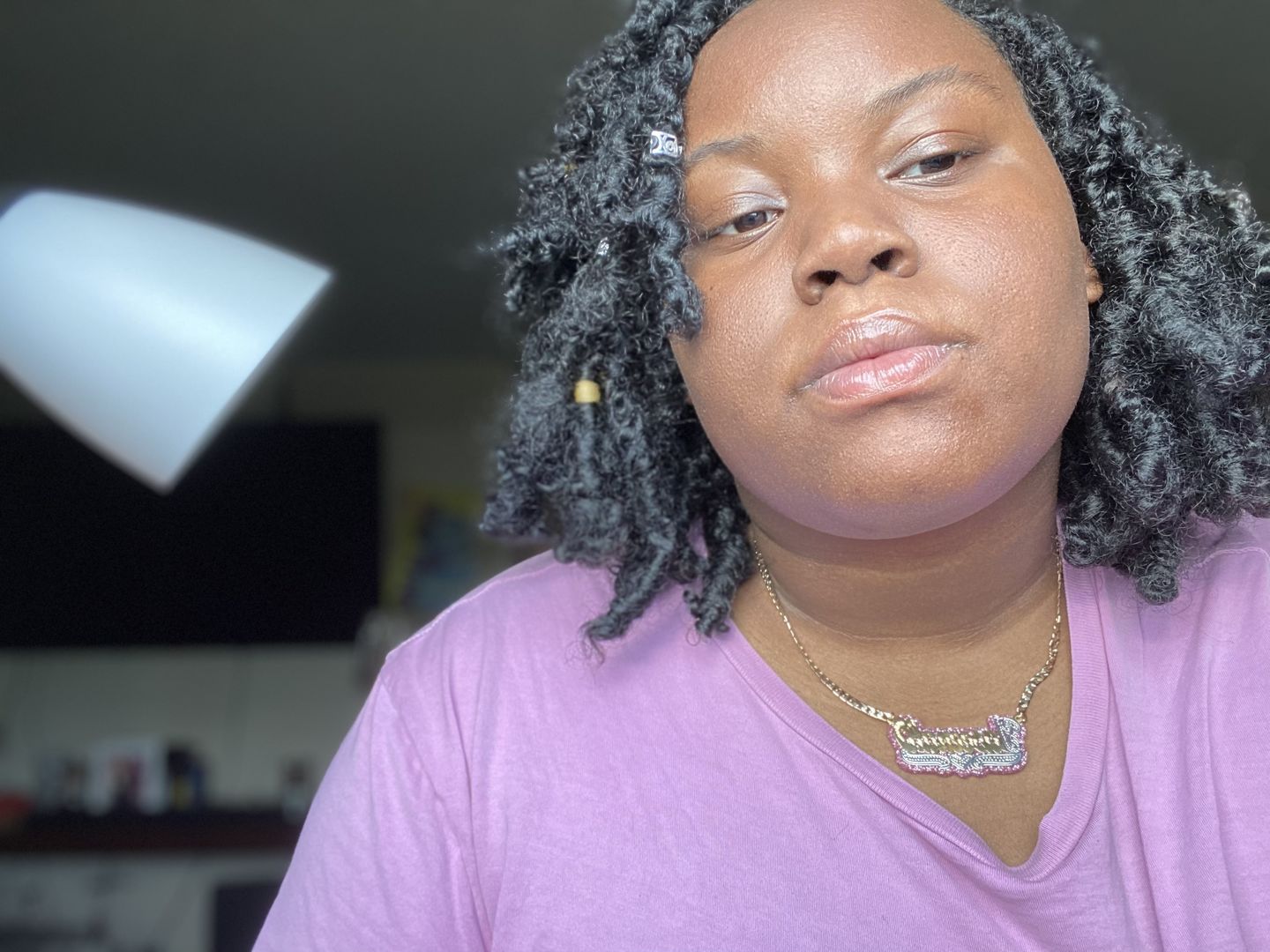 Customer photo review of Double plated luxe custom name necklace