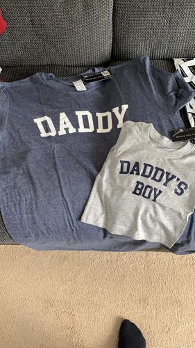Customer photo review of Daddy & Daddy's Boy College Matching T-Shirts (MRK X)