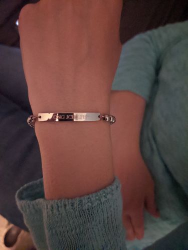 Customer photo review of 5mm Personalized Steel Bead Engravable ID Bracelet