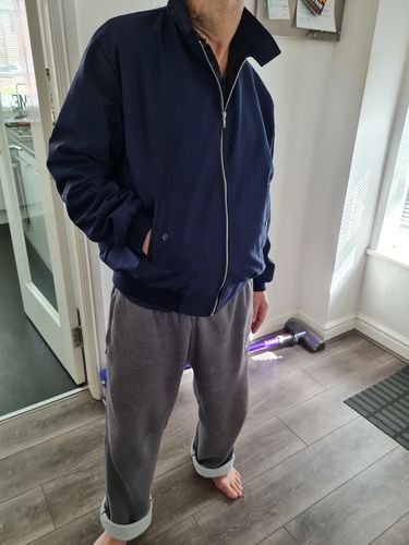 Customer photo review of Mens Harrington Jacket with Black Lining - Navy