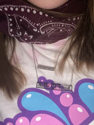 Customer photo review of Couples Plate Necklace
