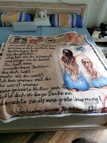Customer photo review of "An meine Mutter" Decke - Postkarte