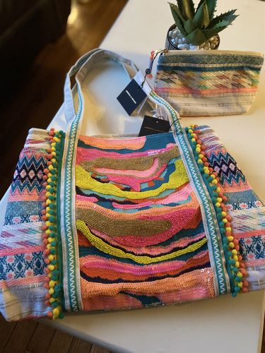 Customer photo review of Daphne Embellished Multi-colored Hand Beaded Tote