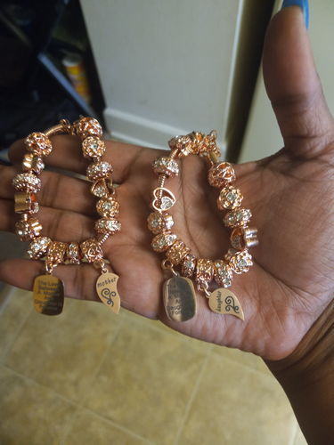 Customer photo review of Mother Daughter Eternal Love Bracelets - Rose Gold