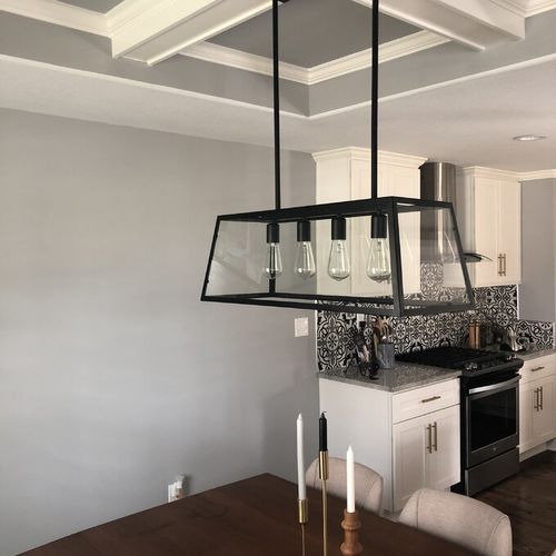 Customer photo review of 3/4-Light Rectangle Kitchen Island Chandelier