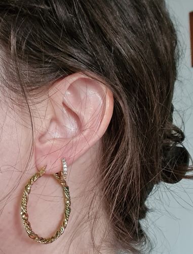 Customer photo review of White Stone Hoops