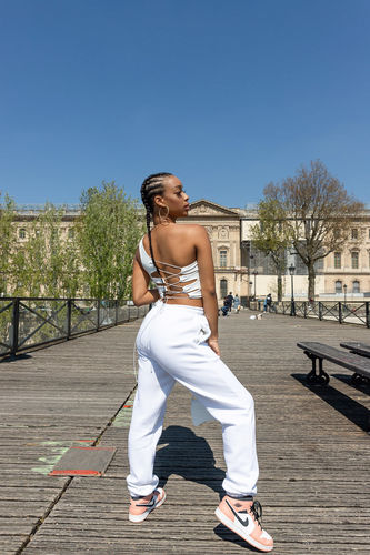 Customer photo review of One shoulder lace up back top