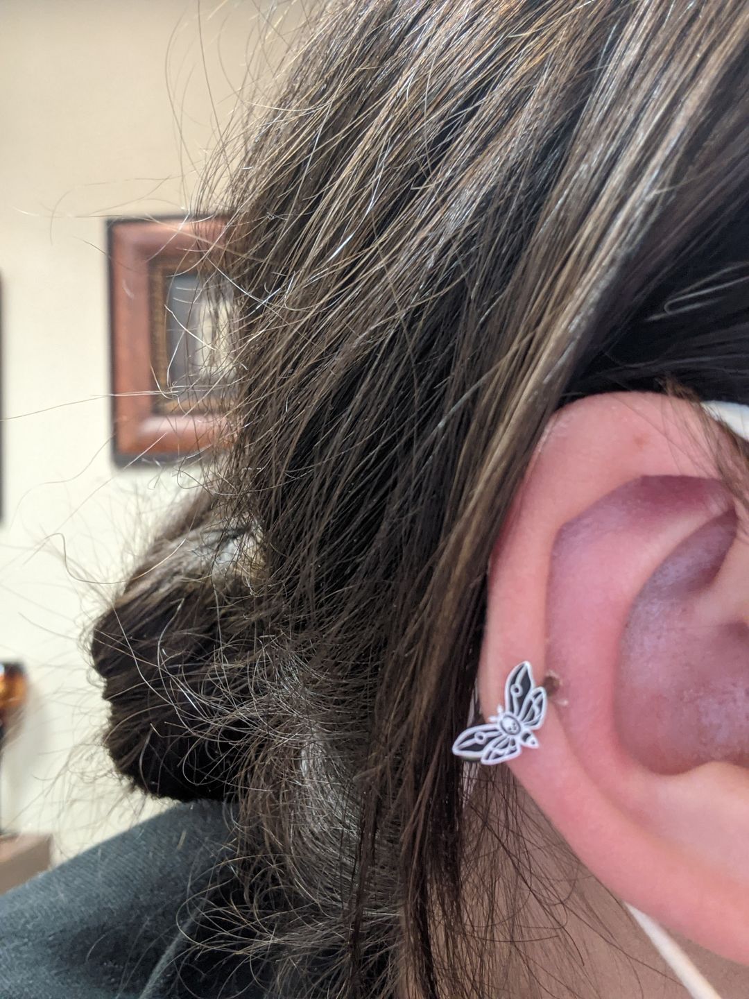 Customer photo review of 16G Death's Head Moth Captive Bead Ring