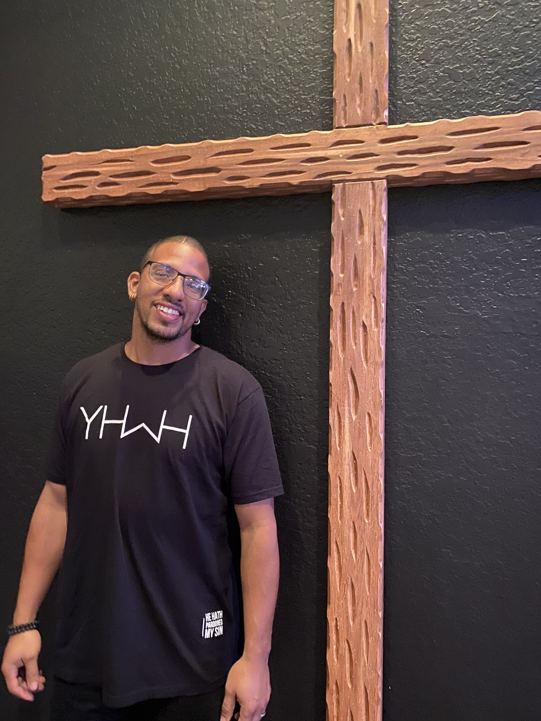 Customer photo review of YHWH  Swoop Tee (Black)