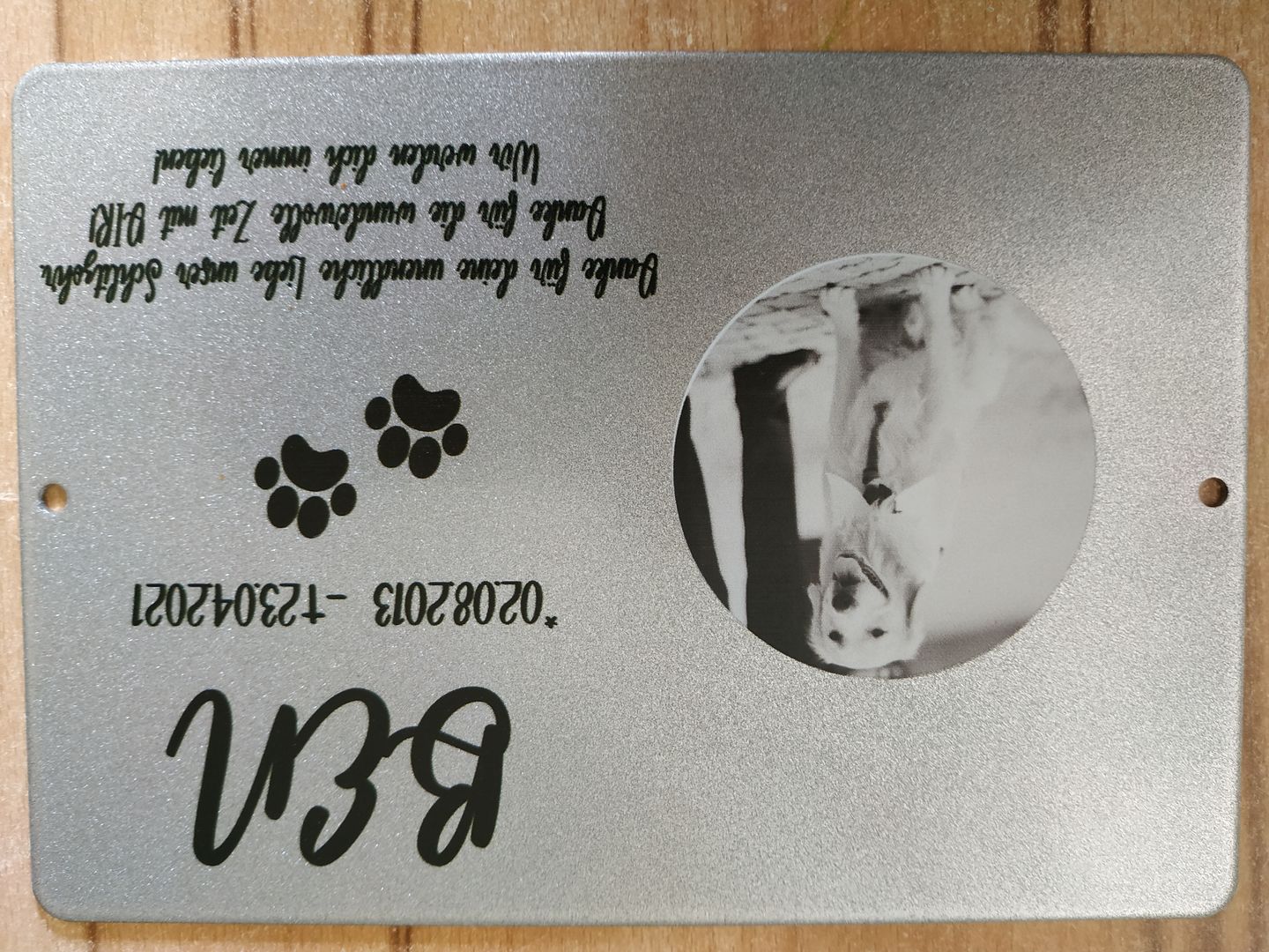 Customer photo review of Gedenktafel Hund "Lieblingshund"