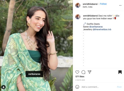 Customer photo review of BIRD OF PARADISE GREEN WOVEN COTTON SILK SAREE