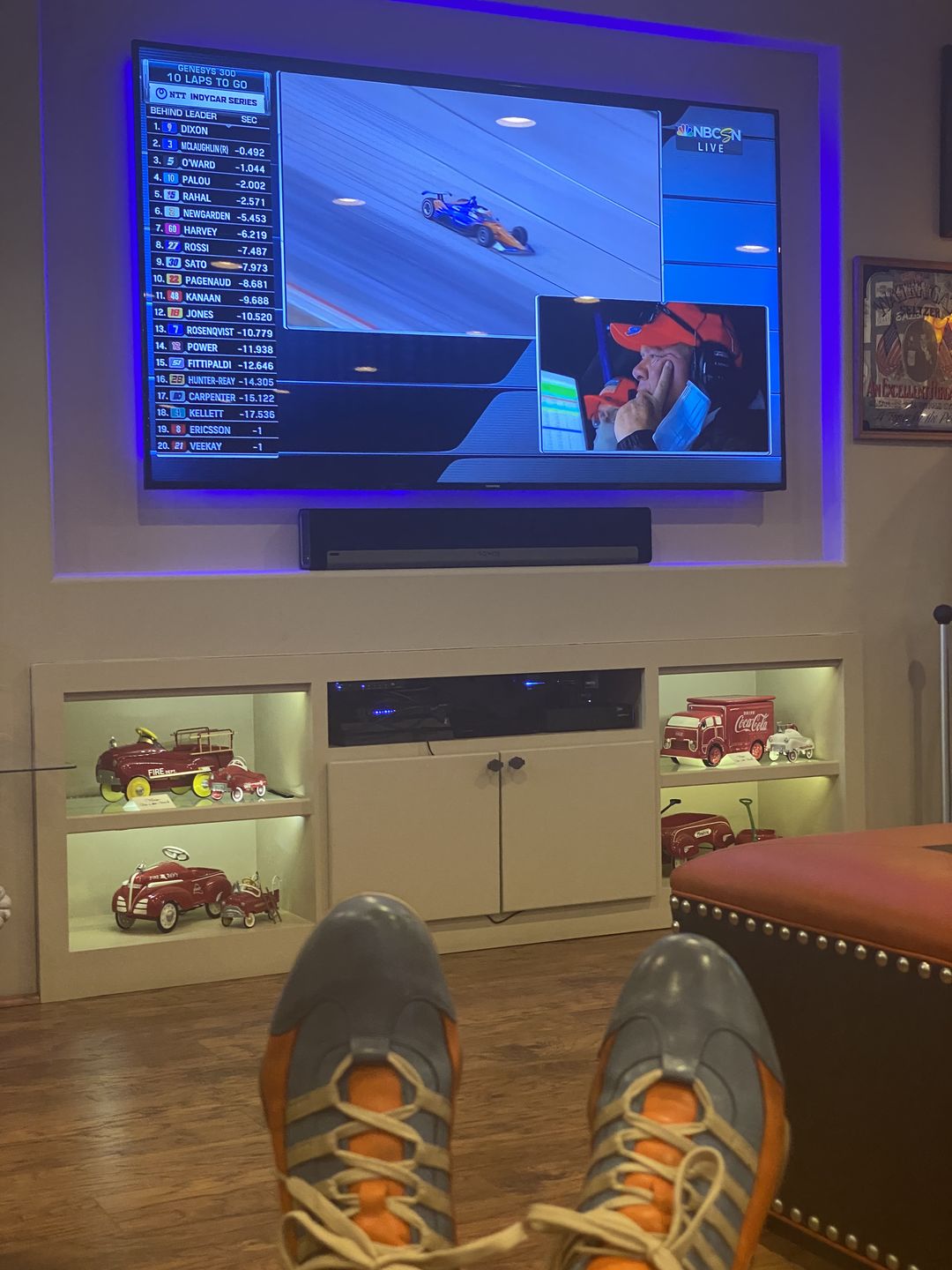 Customer photo review of Men's Racing Sneaker in Ice Blue (Light Blue and Orange)