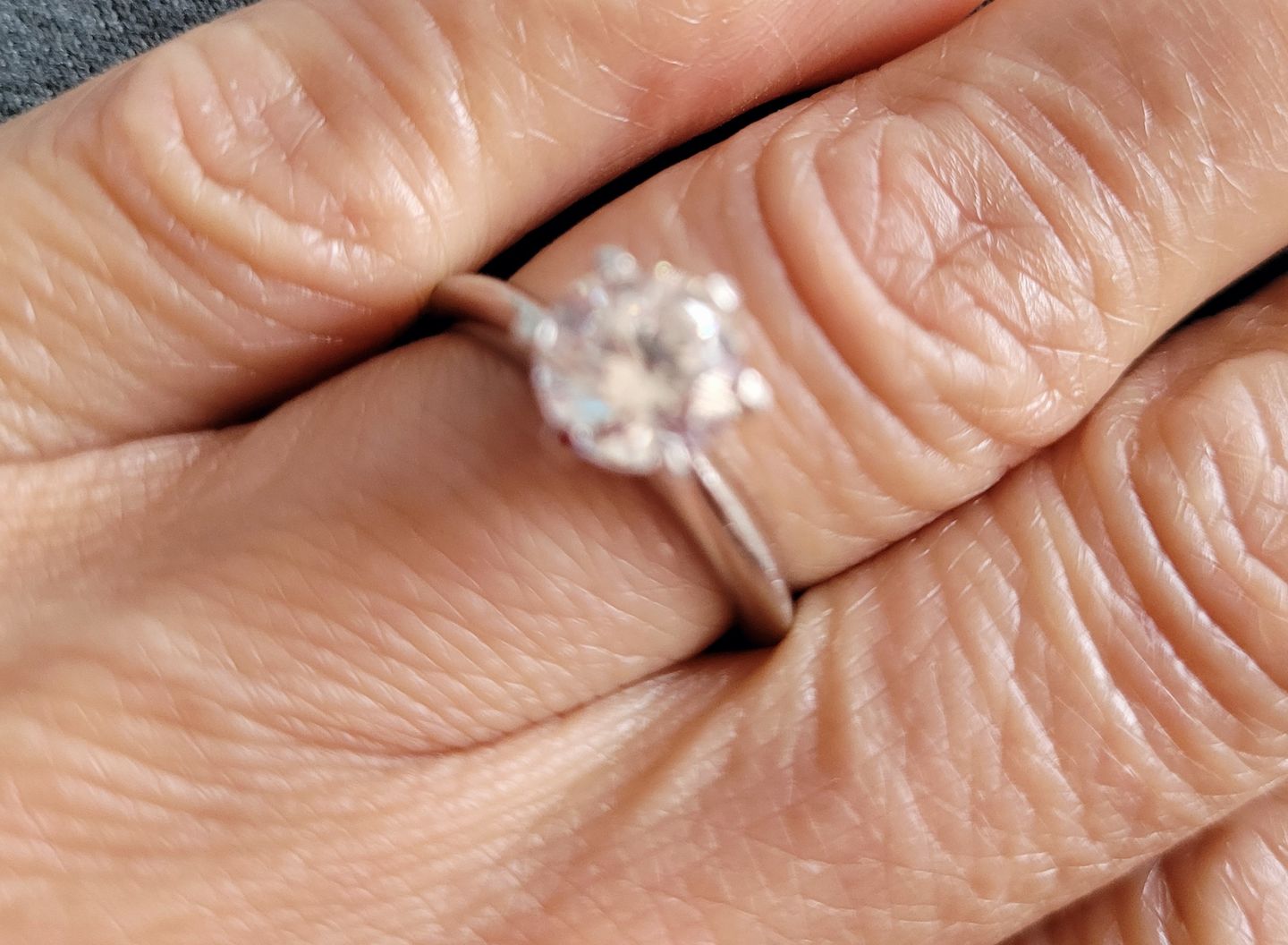 Customer photo review of Six Prong Solitaire CVD Diamond Ring