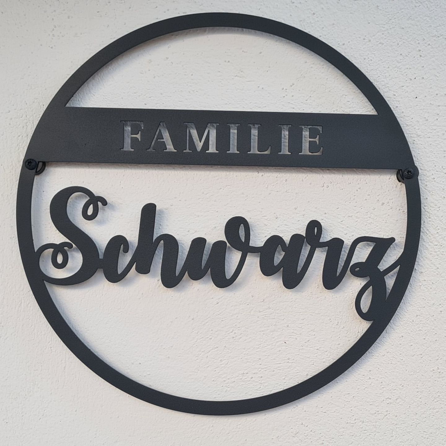 Customer photo review of Türschild rund " Family" mit personalisierbarem Familienname - ein garantierter Hingucker