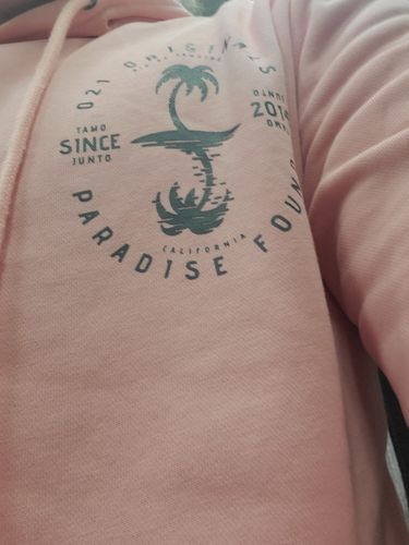 Customer photo review of REFLECTIVE PARADISE DROP CUT HOODIE - CORAL