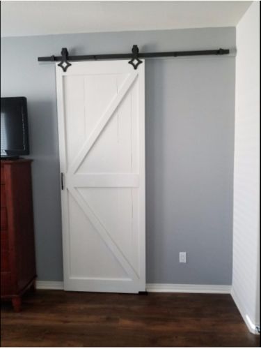 Customer photo review of 8 FT Sliding Barn Door Hardware Kit Antique Style Carbon Steel J Shape Hanger
