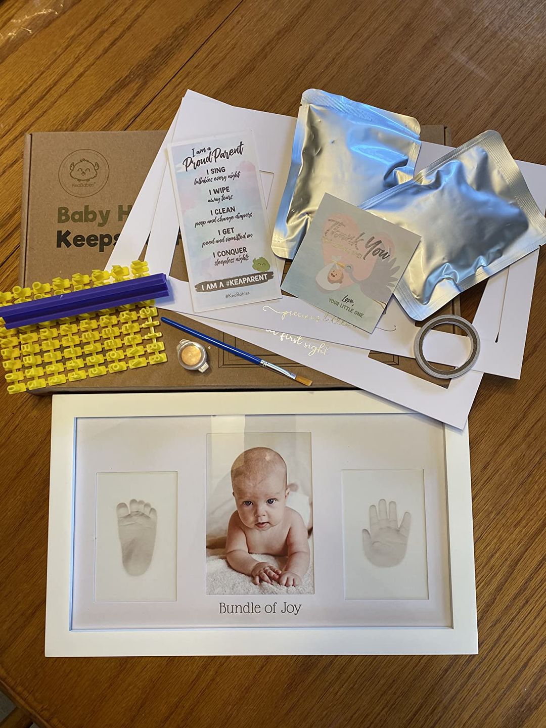Customer photo review of Baby Handprint & Footprint Keepsake Duo Frame