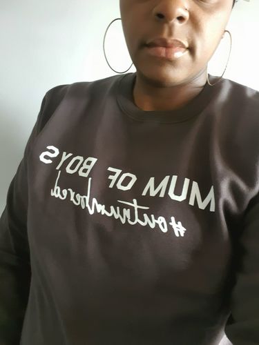 Customer photo review of Mum of Boys Hashtag Outnumbered Sweatshirt (MRK X)