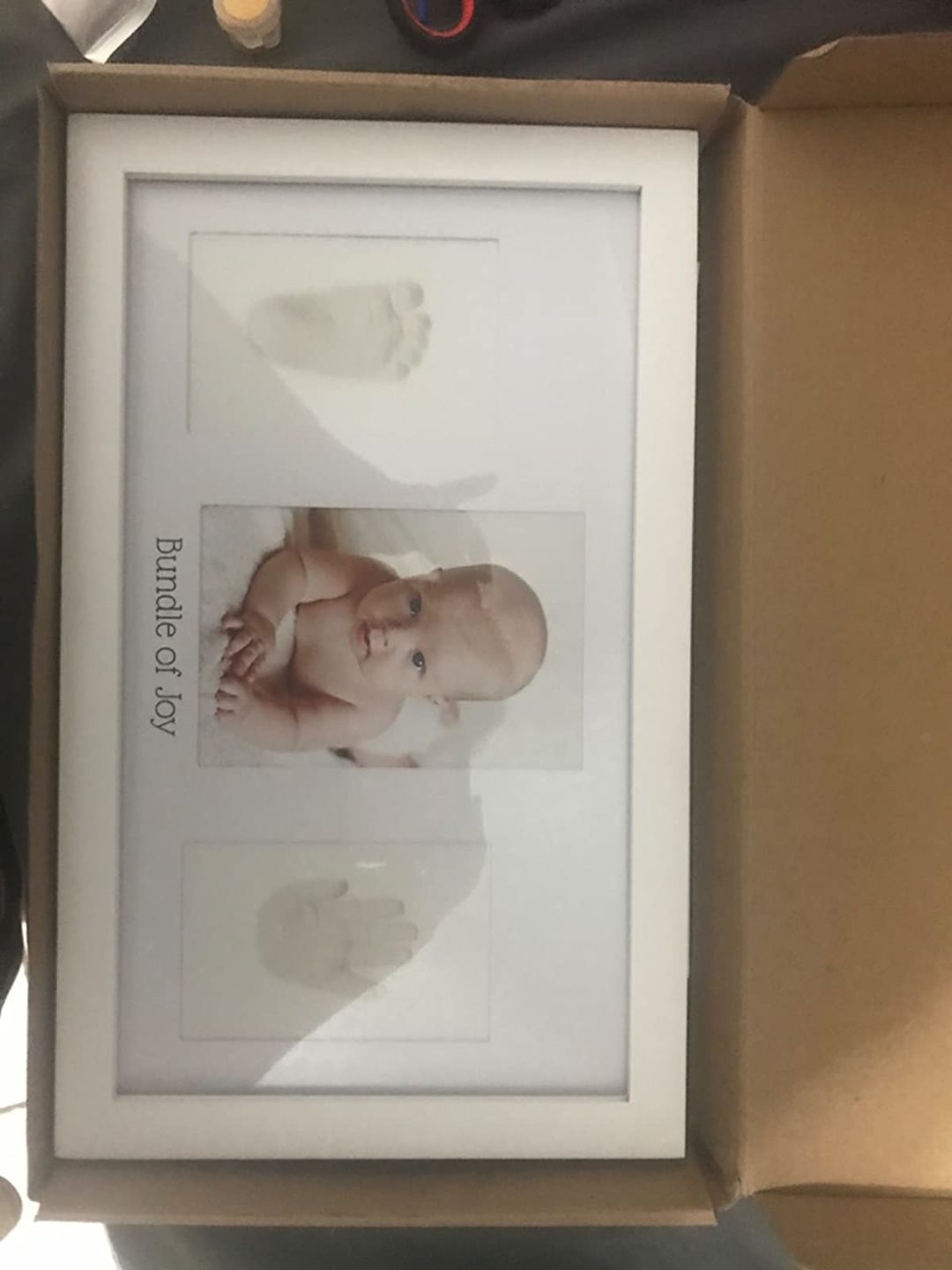 Customer photo review of Baby Handprint & Footprint Keepsake Duo Frame