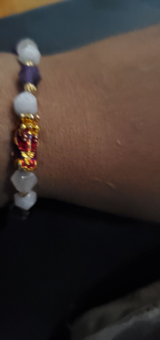 Customer photo review of Wealth Pixiu Charm in Natural Amethyst Bracelet