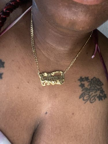 Customer photo review of Double Plated Name Necklace with Cuban Chain
