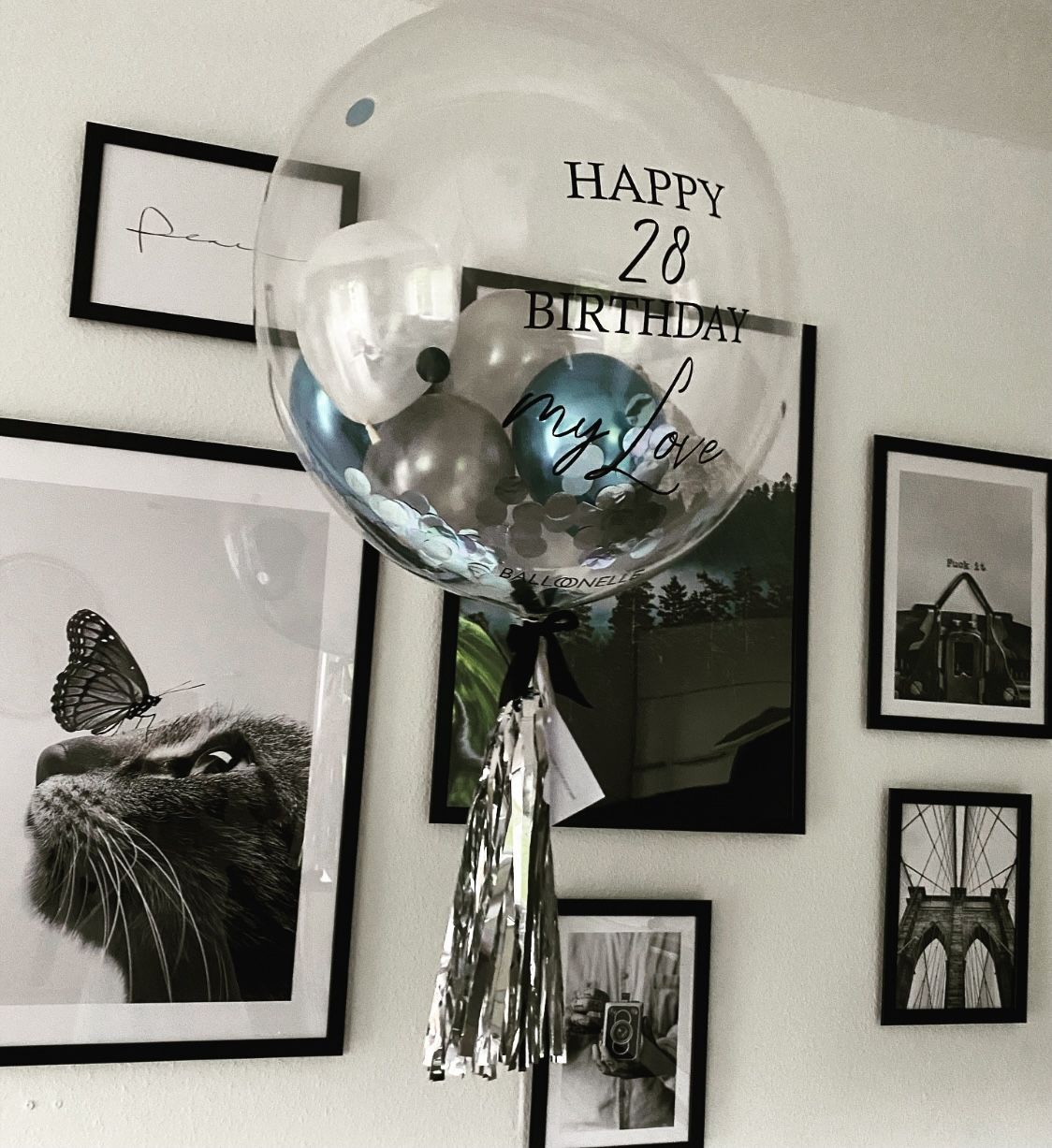 Customer photo review of Blue Silver Love Designer Ballon