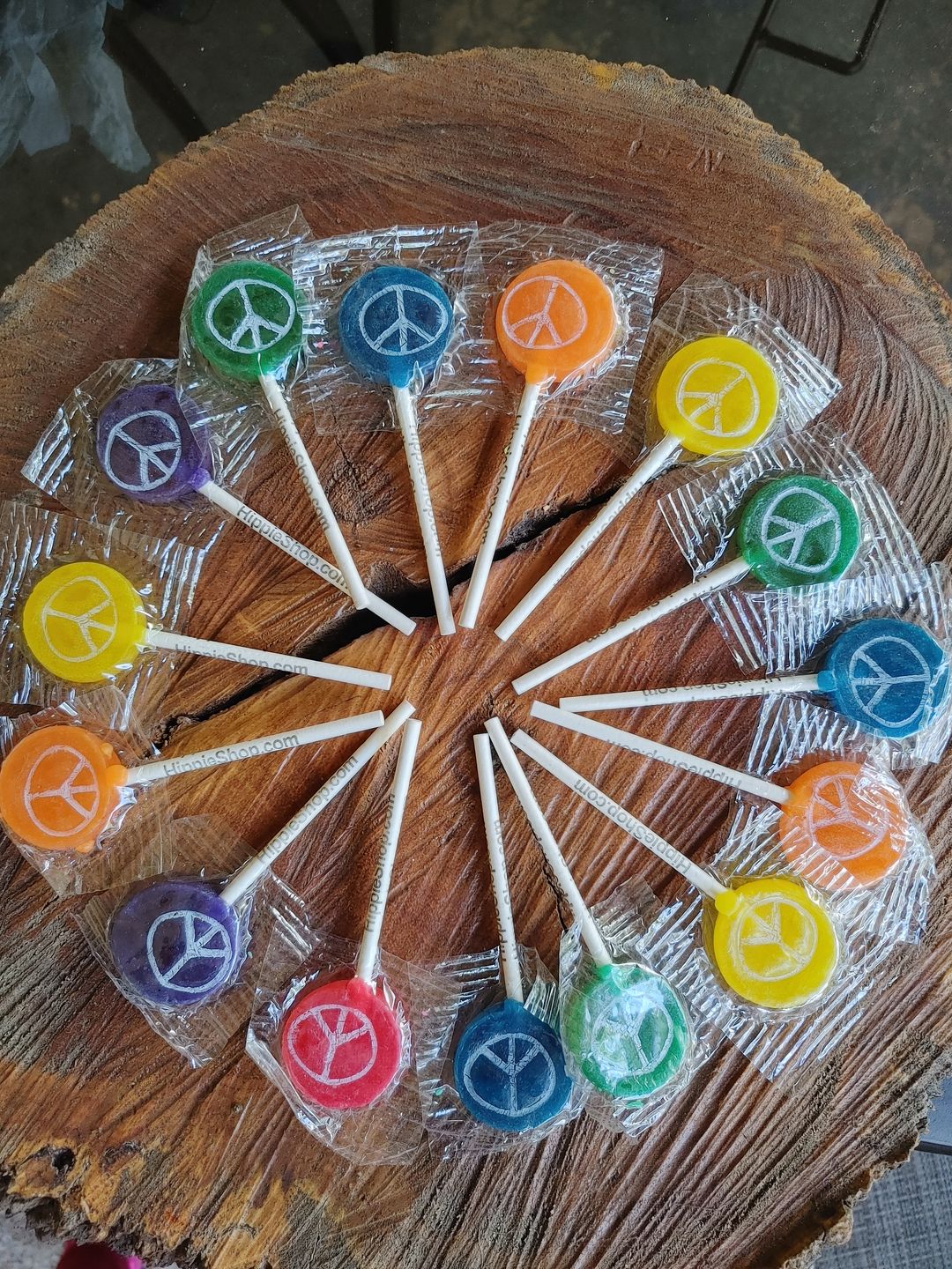 Customer photo review of Hippie Shop Peace Pop Lollipops