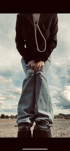 Customer photo review of High waisted ripped jeans