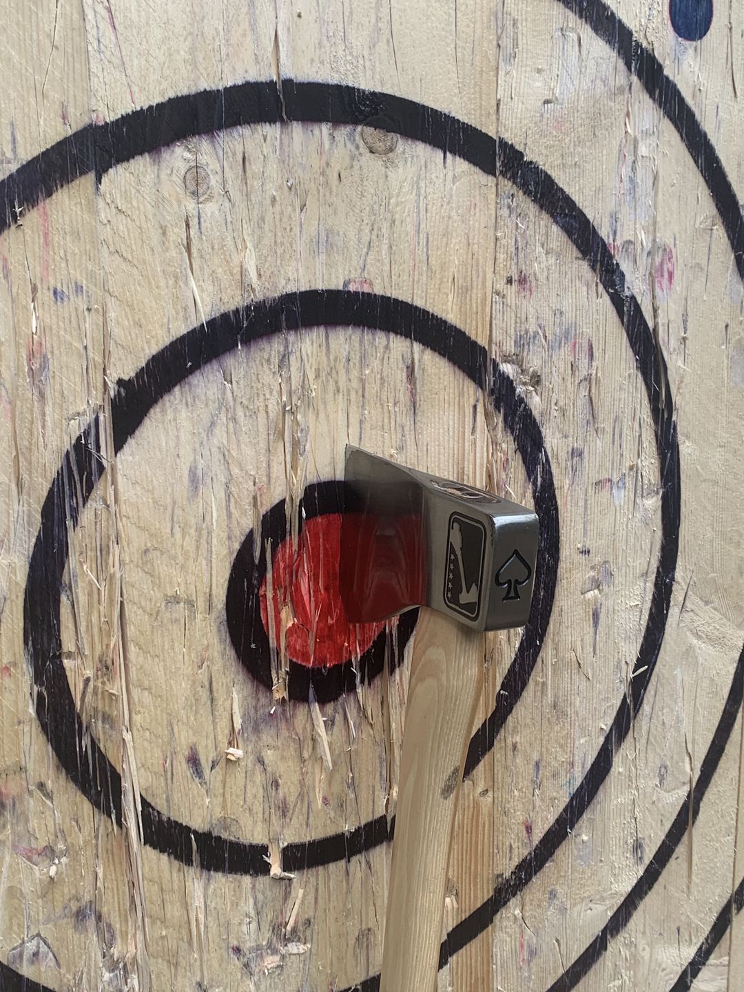 Customer photo review of Ace of Spades Throwing Axe