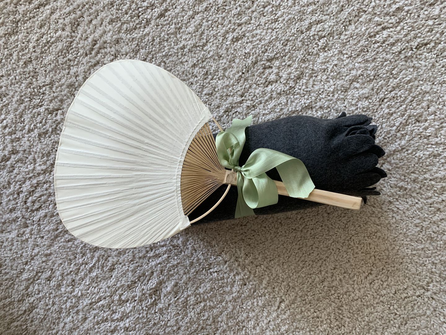 Customer photo review of 9" Beige / Ivory Paddle Paper Hand Fans for Weddings (10 Pack)