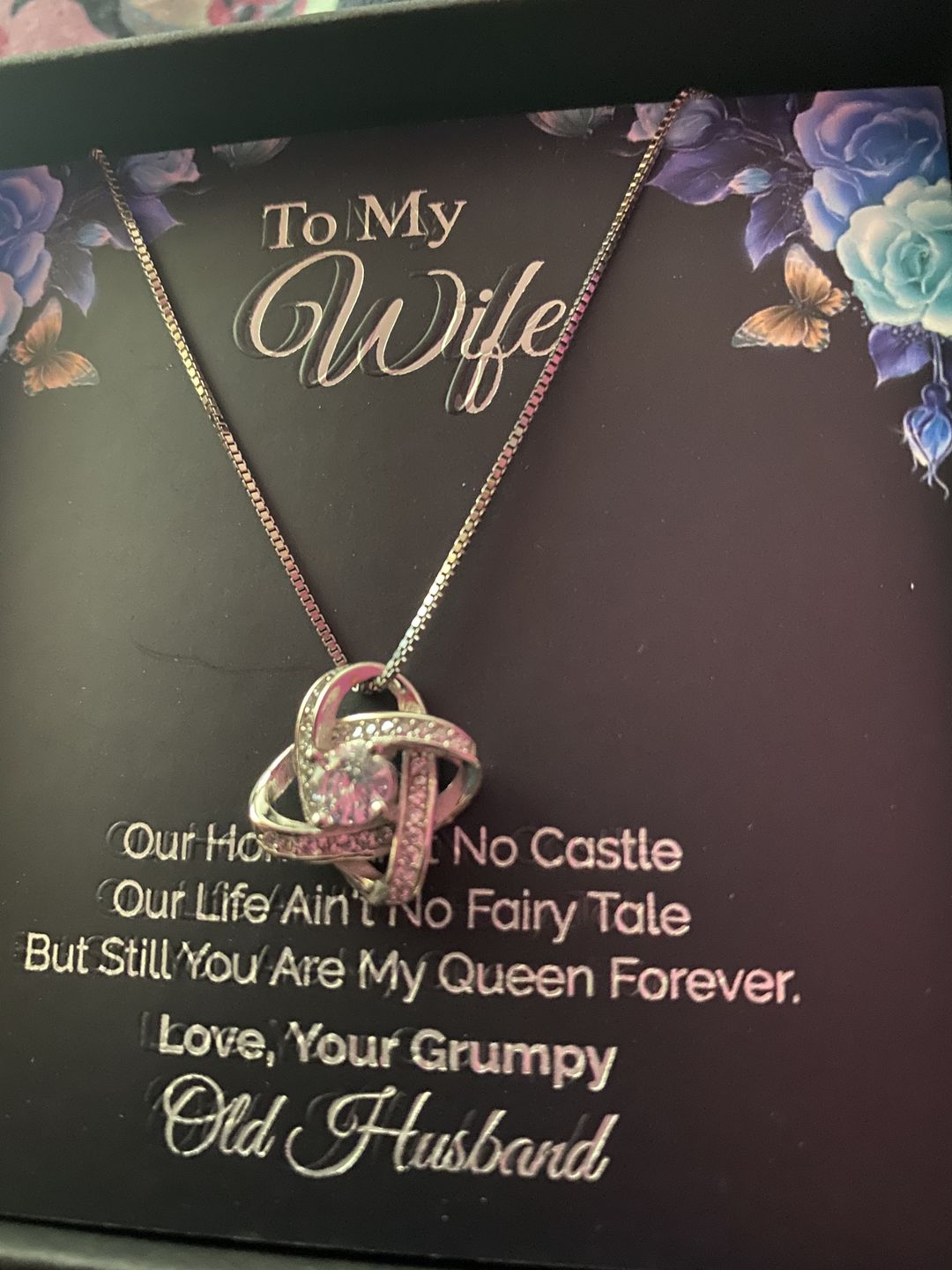 Customer photo review of "To my Wife" - Silver Love knot necklace