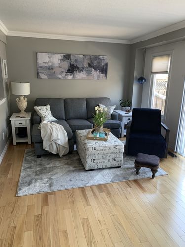 Customer photo review of 'Gray Accents' Framed Canvas (70" x 24")