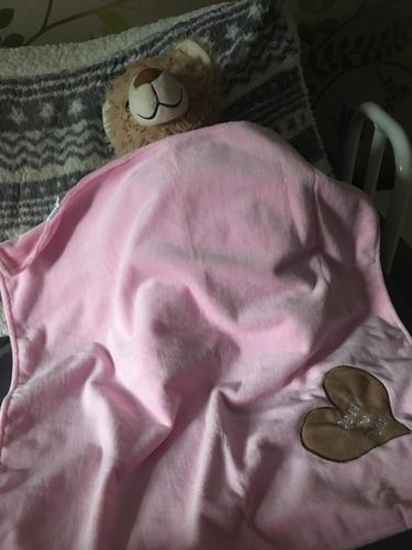 Customer photo review of Peggy The Teddy Snuggle Blanket