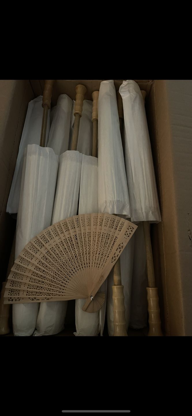 Customer photo review of 28" Wedding Beige Paper Parasol Umbrellas with Elegant Handle
