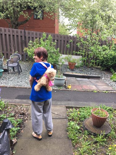 Customer photo review of Peggy the Teddy Backpack