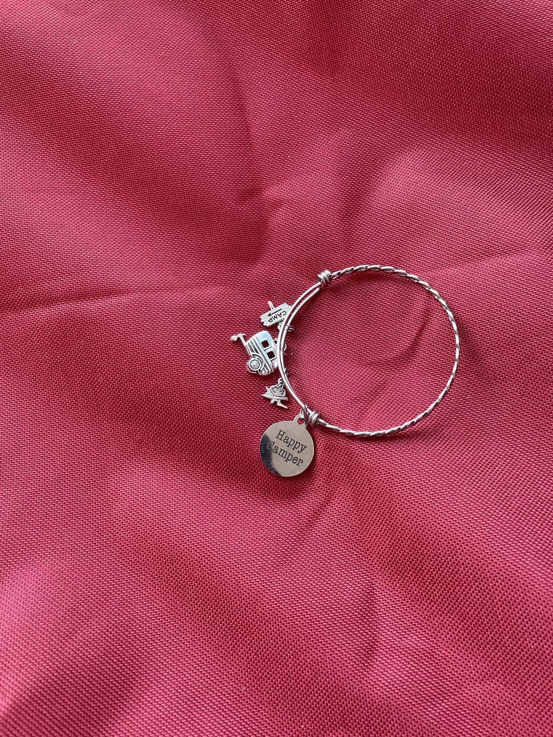 Customer photo review of Braided Stainless Steel "Happy Camper" Charm Bracelet