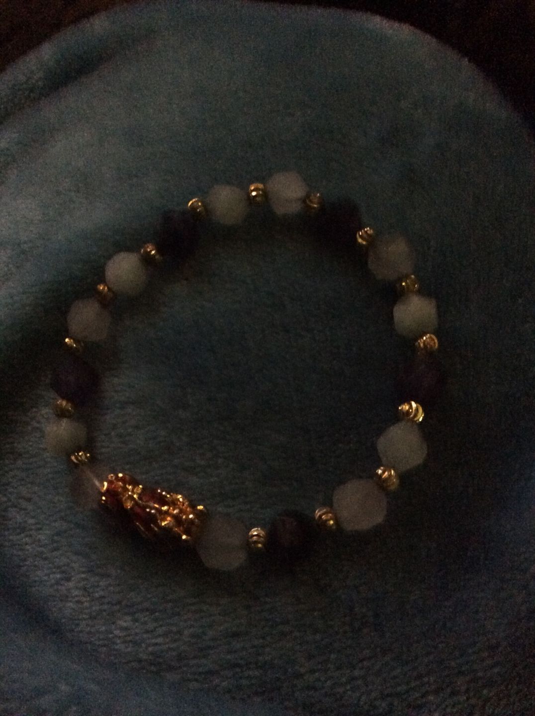 Customer photo review of Wealth Pixiu Charm in Natural Amethyst Bracelet