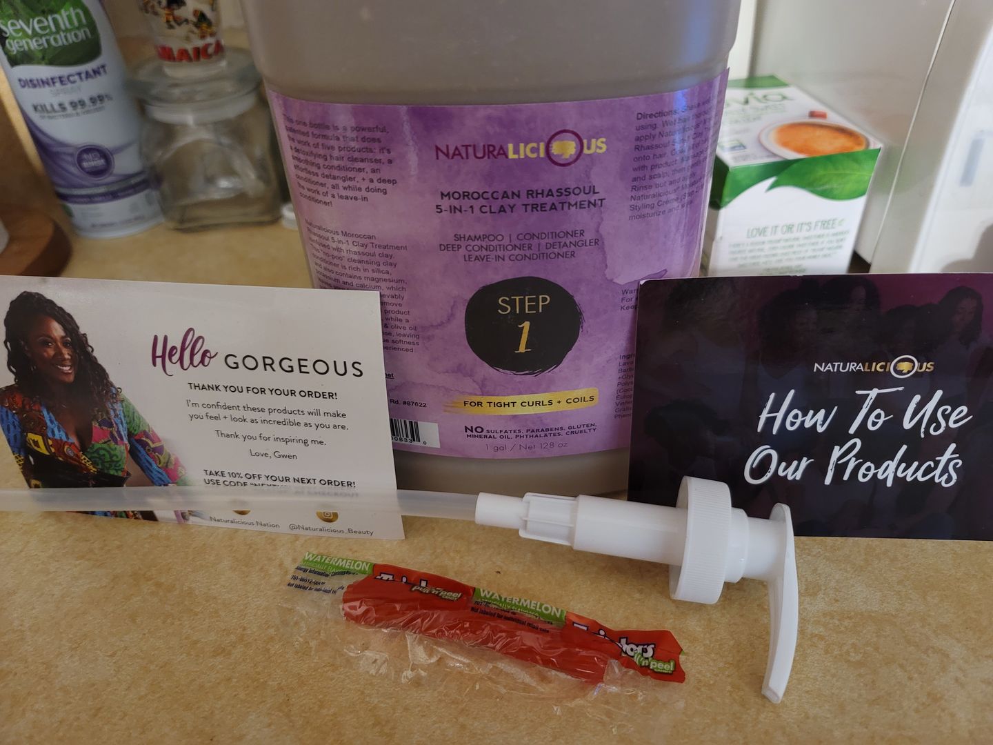 Customer photo review of Gallon Step 1 - Moroccan Rhassoul 5-in-1 Clay Treatment